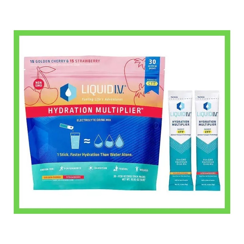 Liquid I.V. Hydration Multiplier, 30 Individual (15 Golden Cherry &