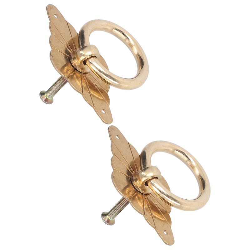 2 Pcs Antique Drawer Pulls Brass Chinese Antique Vintage Drawer