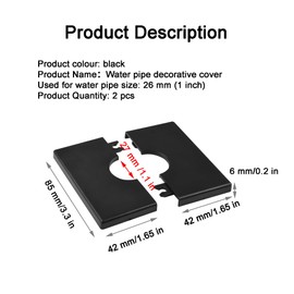 YJFY Pack of 2 Split Wall Flange Rosettes Cover Heating Pipe Rosette Plate Cover Rosette ABS Material Durability Suitable for Water Pipes, Gas Pipes, Radiators (Black, 26 mm)