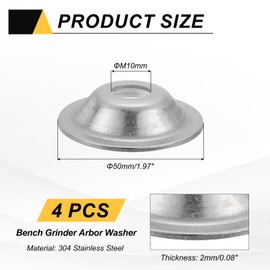 sourcing map 4 Pcs M12 Arbor Washer, 2x50mm 304 Stainless Steel Bench Grinder Arbor Washer for Bench Grinder Polisher Wire Wheel Buffing, Silver