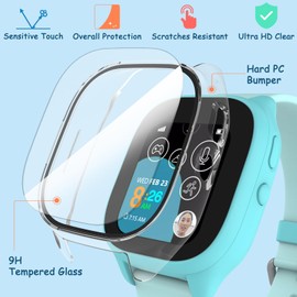 ottpluscase 1 Pack Clear Case for Gizmo Watch 3 Adventure Screen Protector with Tempered Glass for Kids, Overall Protective Touch Sensitive Screen Protector Case for Verizon Gizmo Watch 3 Adventure