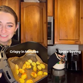 MIRASTON 4.5QT Air Fryer, Classic Black Dials Control for Small Place Dorm Apartment Office, Easy Cooking for Breakfast, Dinner, Snacks, Nonstick Square Basket, Dishwasher Safe, Fit for 1-3 People