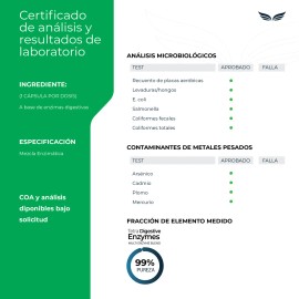 TETRA DIGESTIVE ENZYMES 200 capsulas (800 mg por porcion) 9 tipos de Enzimas Digestivas + Probioticos con Fibra Digestiva y Citrato de Magnesio