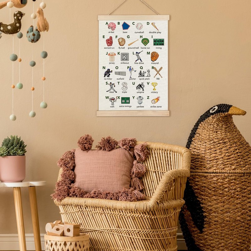 RYYCDOI Baseball Alphabet Nursery Wall Decor, Baseball Alphabet Learning Wall