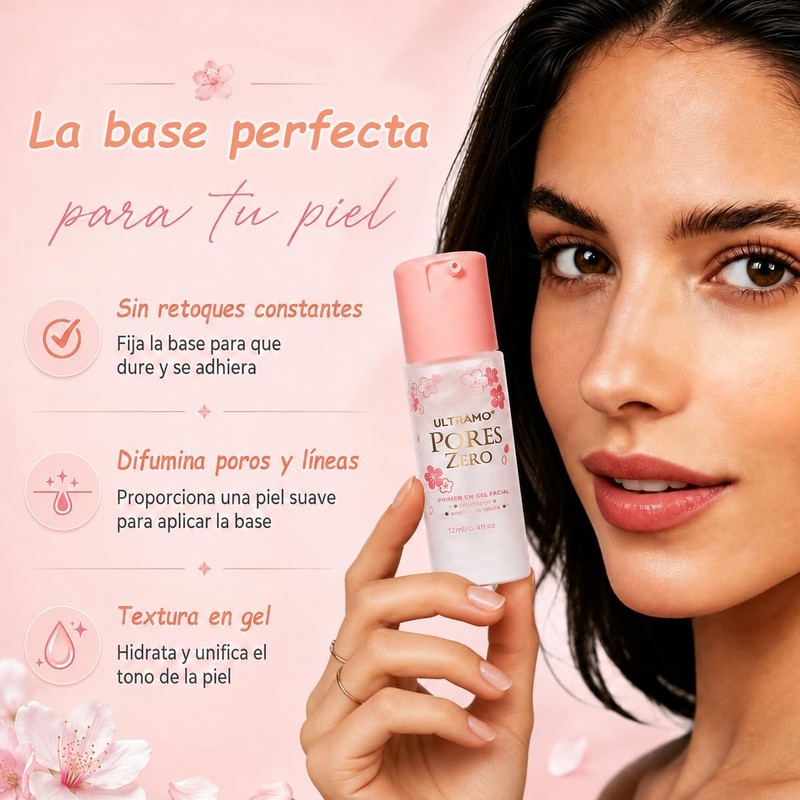 Primer de Maquillaje Minimizador de Poros, Prebase de Maquillaje 40ml