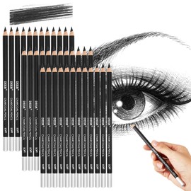 Geyoga 36 Pcs Professional Charcoal Pencils Soft, Medium and Hard for Drawing Charcoal Pencils for Sketching Shading Drawing Blending Portrait(Black, Soft)