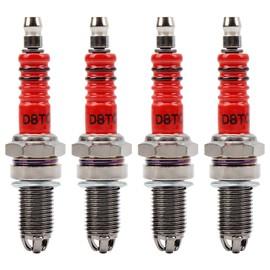 PowerMotor D8TC Spark Plug 3 Electrode GY6 Spark Plug Replacement for GY6 0cc 70cc 90cc 110cc 125cc 150cc Dirt Pit Pocket Bike ATV Quad 4 Wheeler Go Kart 4 Pcs