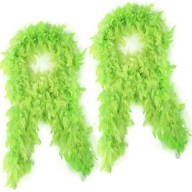 whitefeather Lime Green 2pcs 45g Feather Boas Turkey Feathers for DIY Crafts Wedding Party Costume