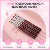 MelodySusie 4Pcs French Manicure with Rosewood Handles Nail Brush Set