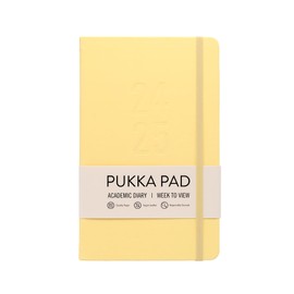 Pukka Pad 2024-2025 Academic Diary – Soft Cover Planner Dated August 2024 to July 2025 with Yearly and Monthly Layouts – Lined Pages, Overviews, Goals, Important Dates, and To-Do Lists, Pastel Yellow