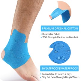 Pack of 10 Ankle Bandages, Kinesiotapes for Ankle, PreCut Kinesiotapes, Pre-Cut Ankle Joint Skin-Friendly with Perfect Elastic Physio Tape, Ankle Comfort, Waterproof