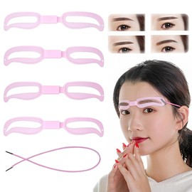 Forahome Women's Upgraded Eyebrow Template Set of 4 Different Eyebrows Adjustable Distance Between Eyebrows Strap Easy to Use Asian Eyebrow Stencil Eyebrow Shape Template Eyebrow Guide Easy to Draw