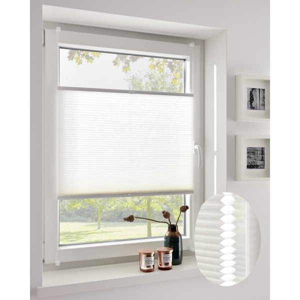 DécoProfi Honeycomb Pleated Blind, No Drilling, White, 40 cm x