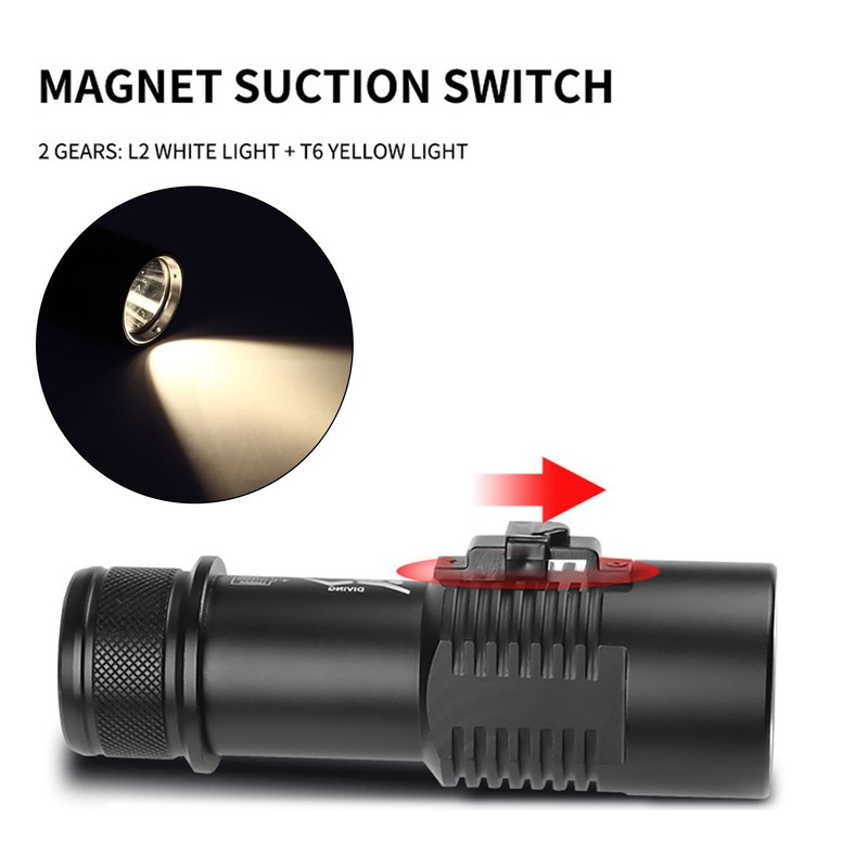 Diving Light IPX8 Waterproof 1500LM White Yellow Lighting Super Bright