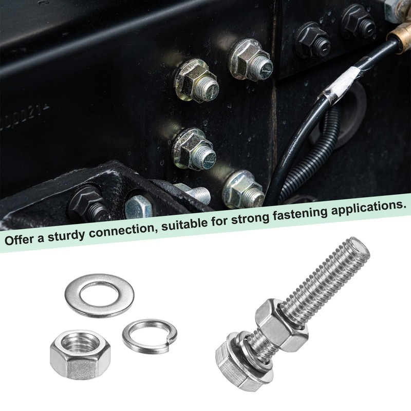 M METERXITY 4-Pack Hex Head Screw Bolt with Nuts Flat