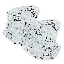 Bay Breeze Mosaic White Winter Camo Neck Gaiter Lightweight Warmer Balaclava Windproof Face Mask for Outdoor Sports, Multi-function as Stretchable Headband Elastic Fabric Fishing Bandana or Scarf
