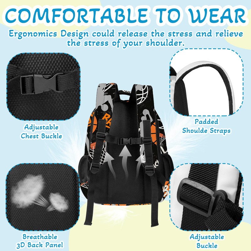 Basketball Backpack for Kids,School Bookbag Large Capacity Adjustable Bookbag Durable