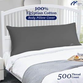 Body Pillow Pillowcase 20x48 Dark Grey Body Pillow Cover 100% Soft Egyptian Cotton Hotel Quality Laxuries 1-Pieces Body Pillow Case Genuine 600 Thread Count Zipper Closure Body Pillowcase 20x48 Dark Grey Solid