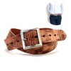 PAIDiA Men's Belt, Distressed Leather, Made in Japan, L: Brown
