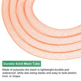 M METERXITY Mesh Tube Ribbon 25 Yards, 10mm Elastic Fabric Ribbons Mesh Tubing for Crafts/Gift Wrapping/Flower Bouquets/Wedding/Birthday/Holiday/Wreaths Christmas/Decoration[Orange]