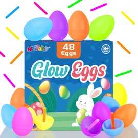 MGparty Glow in The Dark Easter Egg Hunt Set - 48 Fillable Plastic Eggs with 96 Mini Glow Sticks for Kids - Easter Basket Stuffers, Party Favors, Classroom Prizes, and Game Supplies
