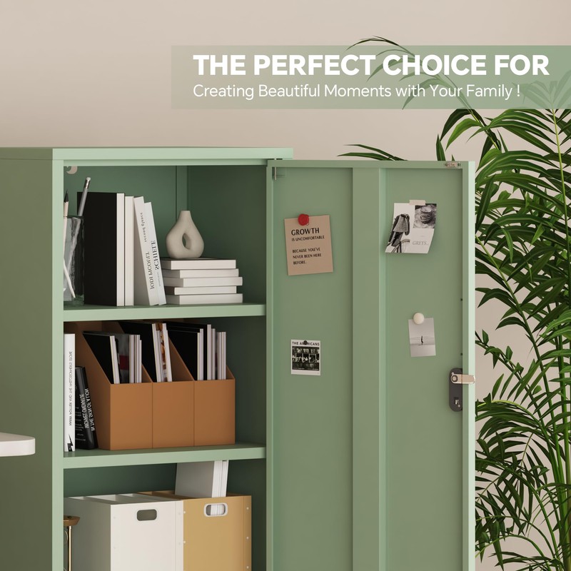 Steehoom Metal Lokcer Cabinet (Green, 19.69" D x 15.75" W