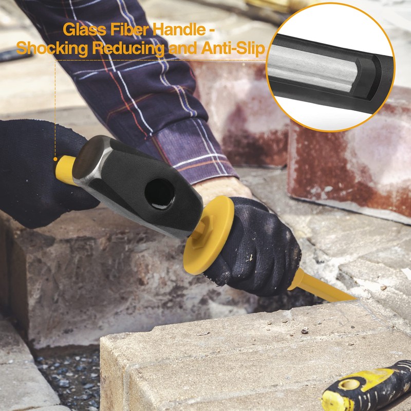 KURUI 3lb Sledge Hammer & Flat Chisel with Hand Protection