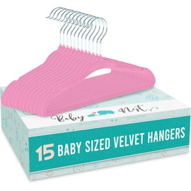 Baby Hangers for Clothes - 15, Velvet Childrens Coat Hangers for Nursery and Wardrobe Organisation - Kids Clothes Hangers - Pink