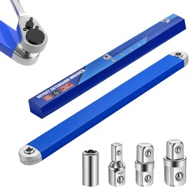 COMATIP Offset Extension Wrench Set, Impact-Ready Socket Wrench Tool with 1/2'', 1/4'', 3/8'' Square Drive Adapters and 1/4'' Drill Drive Adapters, Zero Degree Ratchet Tool for Car
