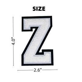 1 PCS 4.0" White Chenille Letter Patch, Iron on Patches for Hats Clothes Bags Backpacks Jeans, Initial Patches Large Varsity Letter. (Letter Z)