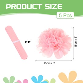 MECCANIXITY 5Pcs Paper Pom Poms, 6 Inch Paper Flowers Tissue Paper Flowers Mexican Paper Flowers for Birthdays Party Wedding Light Pink
