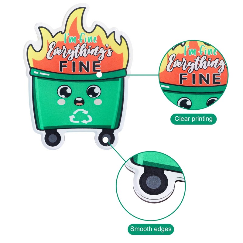 Pack of 2 Bin Fire Fridge Magnet, Emotional Dumpster Fire
