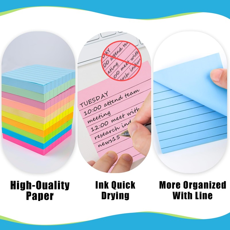 SACATR 30 Pads Lined Sticky Notes, Sticky Note Pads 3x3