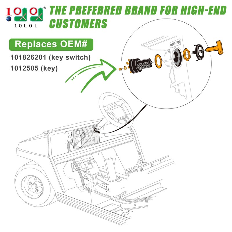10L0L Golf Cart Starter Ignition Key Switch for Club Car