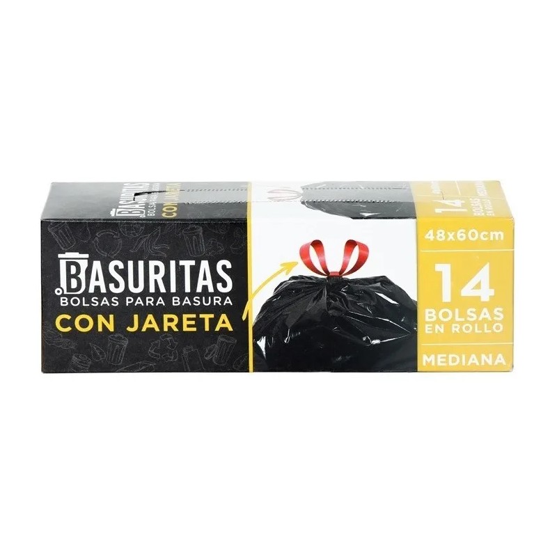 28 Bolsas De Basura Medianas Basuritas, 48x60 Cm, Pack 2x14