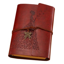 MaleDen Vintage Leather Diary Spiral Bound Sketch Book Refillable Travel Journal Blank Pages for Women Girls Gifts A6
