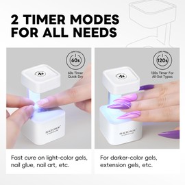 PEACECOLOR Mini U V Light for Gel Nails U V Nail Lamp Nail Dryer 2 Timer Modes Fast Curing LED Nail Lamp for Gel Nail Polish Home Salon DIY Gifts for Women