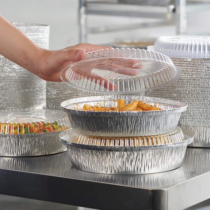 CURTA 8" Round Aluminum Foil Pans with Clear Lids |