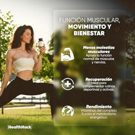 Health Hack Cramp Shield | Apoyo para Calambres y Salud Muscular | Formulado con Magnesio, Potasio, Complejo B, Vitamina E, Taurina | Suplemento para 