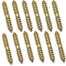 PZRT 12pcs 6x40MM Dowel Screw Zinc Plated Iron Double Ended Screw Self Tapping Furniture Screw