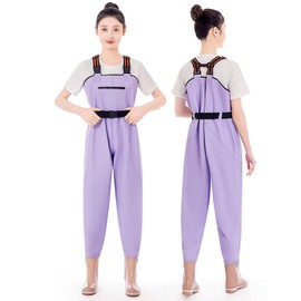 Aikelai PVC Insulated Chest Waders for Women/Girl,Waterproof Duck Hunting Fishing Waders,Womens Fishing Wader with Boots (purple, 10)