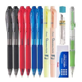 Pentel Assorted Pack, 6 Ballpoint Pens, 2 Mechanical Pencils, 2 Highlighters, 1 Eraser, 1 Tube of Refill Lead