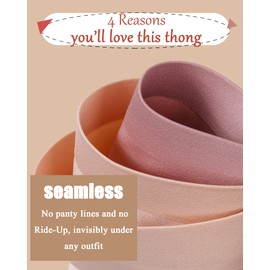 FINETOO 6 Pack Thongs for Women Seamless Hipster Low Rise Breathable Invisible Panties No Show Underwear XS-XL (L)