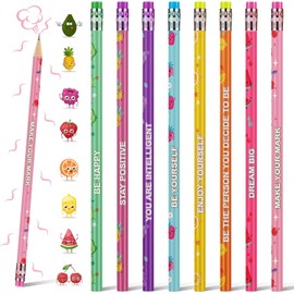 ALUNME Scented Pencils Bulk for Kids Inspirational Motivational Cute Fun Fruit Wood Smelly Graphite Pencils with Erasers for School Classroom Office Students Girls Boys Gifts Supplies (12)