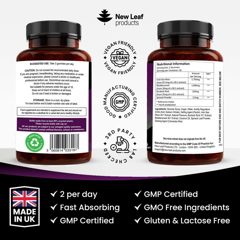 Sea Moss Gummies - 60 Gummies Enriched with Irish Sea