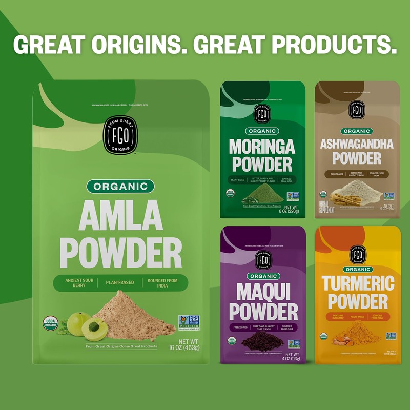 FGO Organic Amla Powder, 2 Pound / 32oz, USDA Organic