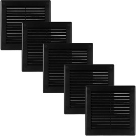 Vent Systems 4.5" x 4.5" Inch (Opening Dimensions) - Pack of 5 - Plastic Black Soffit Vent Cover - Flat Square Air Vent Grille - Air Vent Deflector - HVAC 5.9" x 5.9" Inch (Overall Dimensions)