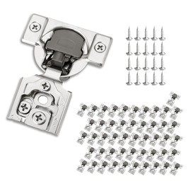 Redunest 3/4 Inch Overlay Soft Close Cabinet Hinges, 50 Pack Slow Soft Close Hinges for Kitchen Cabinets Satin Nickel Hidden Self Closing Kitchen Cabinet Hinges for Cupboard