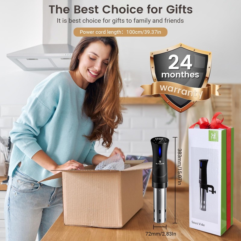 BLITZHOME Sous Vide Cooker, WiFi 1100W Sous Vide Machine with