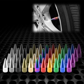 JDMBESTBOY 4PCs Purple Long Spike Tire Valve Stem Caps Metal Thread Wheel Tires TVC29